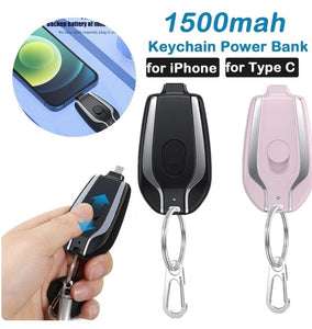 Mini Keychain Smartphone 1500mAh Portable Power Bank Emergency Charger for Iphone Android Emergency Power