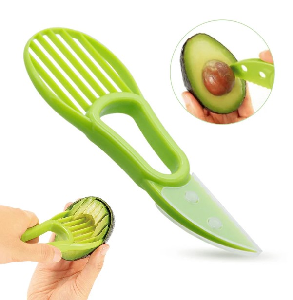 3 In 1 Avocado Slicer Shea Corer Butter Fruit Peeler Cutter Pulp Separator Plastic Knife Kitchen Vegetable Tools Kitchen Gadgets