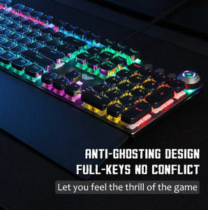 AULA Gaming Mechanical Keyboard Retro Square Glowing Keycaps Programmable Macro Backlit USB Wired Anti-ghosting Gaming Keyboard