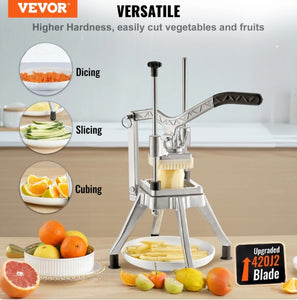 VEVOR Commercial Chopper with 4 Replacement Blades Commercial Vegetable Chopper Stainless Steel for Restaurants & Home Kitchen